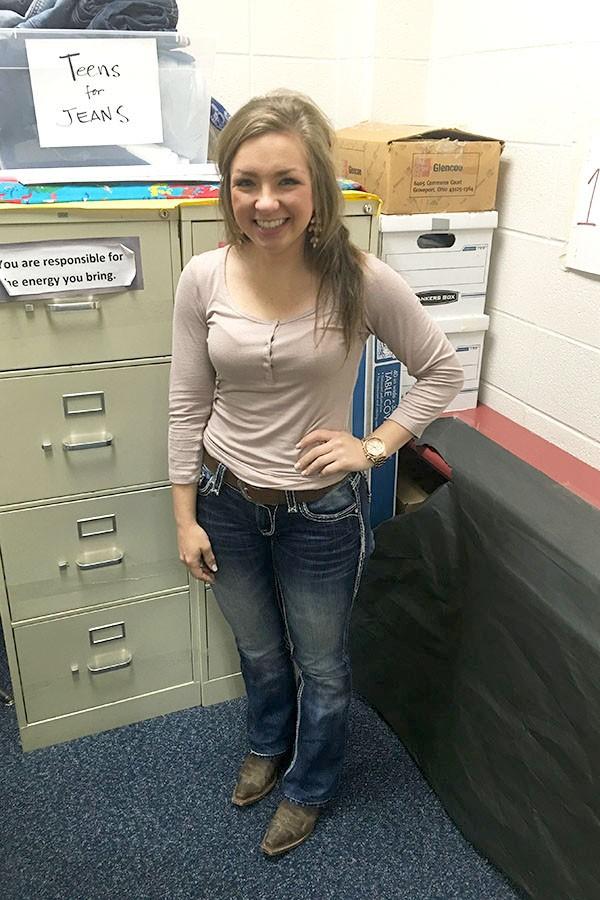 Logan Papinchak shows off her western style during government class.