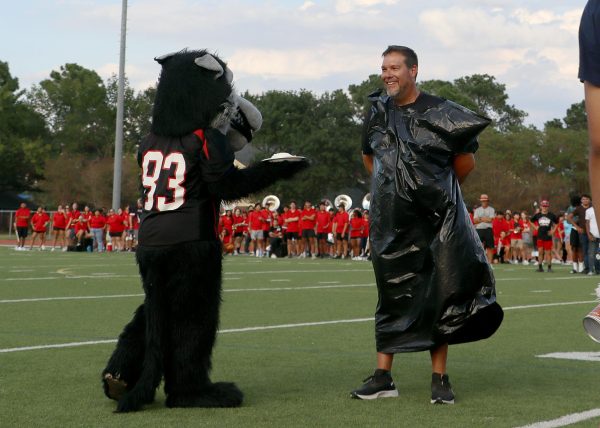 Coach Rangel received the most votes to be nominated to be "pied" during the Homecoming Parking Lot Tailgate Party.