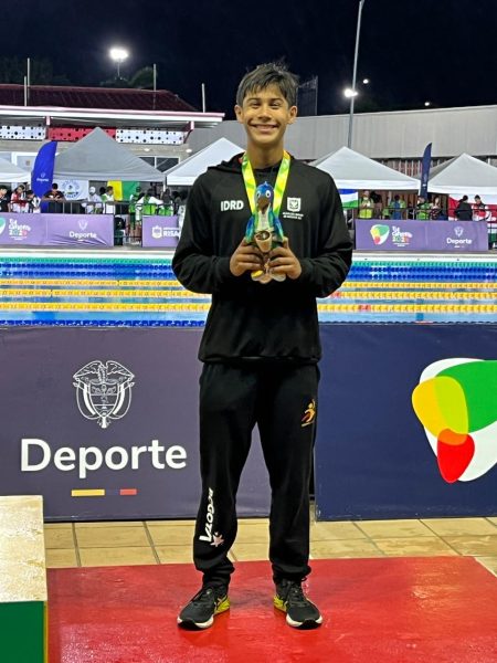 Freshman Ian Maldonado shows his medal from National Youth Games of Colombia Nov. 20th. Maldonado is training with a goal to compete in the Olympics.
Photo Courtesy of María Catalina Contreras.