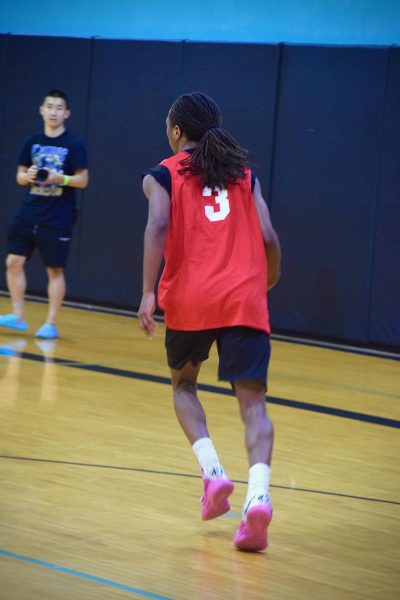 Senior Jaxson Leonard rushes down the court in a game against Houston Christian on October 11th.